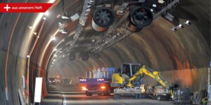 Laufende Bauarbeiten im Tunnel Königshainer Berge (Quelle: Die Autobahn GmbH / Matthias Rietschel)