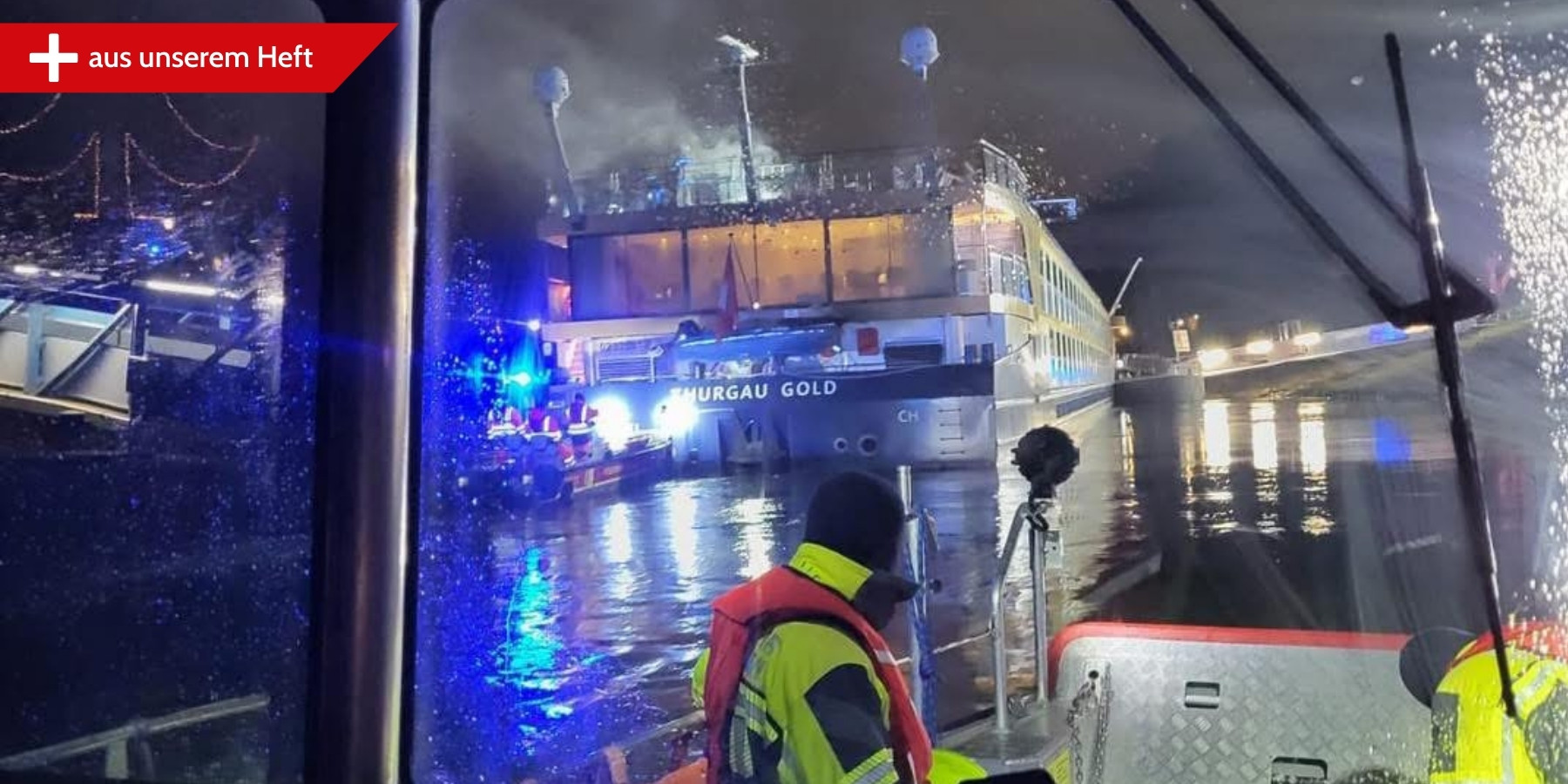 Rauchentwicklung auf Passagierschiff (Quelle: Stadt Speyer, Brand- und Katastrophenschutz)